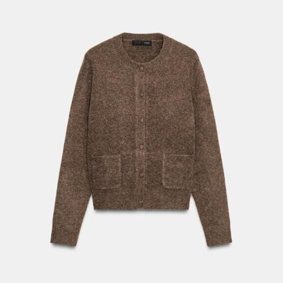 ZARA NWT COVERED BUTTON CARDIGAN size M in brown - Picture 3 of 5
